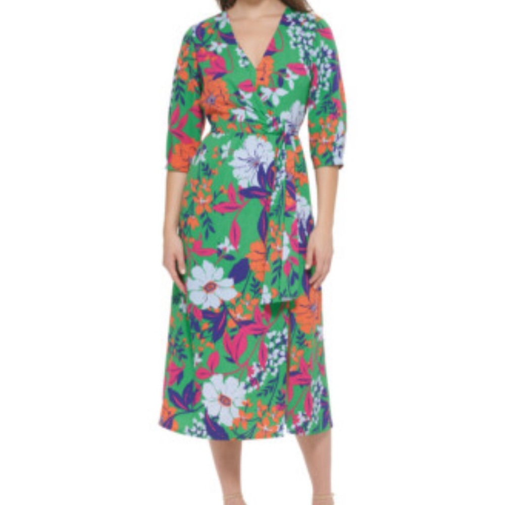 Kensie Green and Orange Floral Dress, vintage vibes